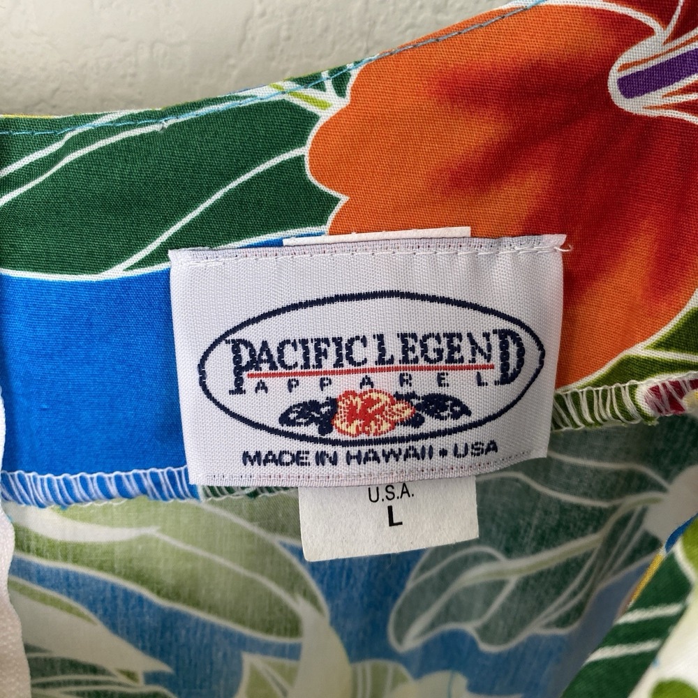Pacific Legend Apparel L Hawaiian Maxi Dress Ruffle Tropical Floral Muumuu USA - Picture 4 of 8